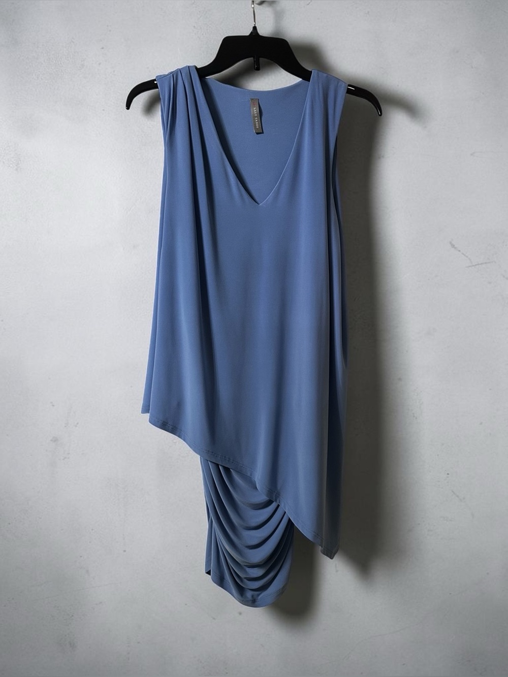 Last Tango Asymmetrical Draped sleeveless V-Neck Sky Blue Dress